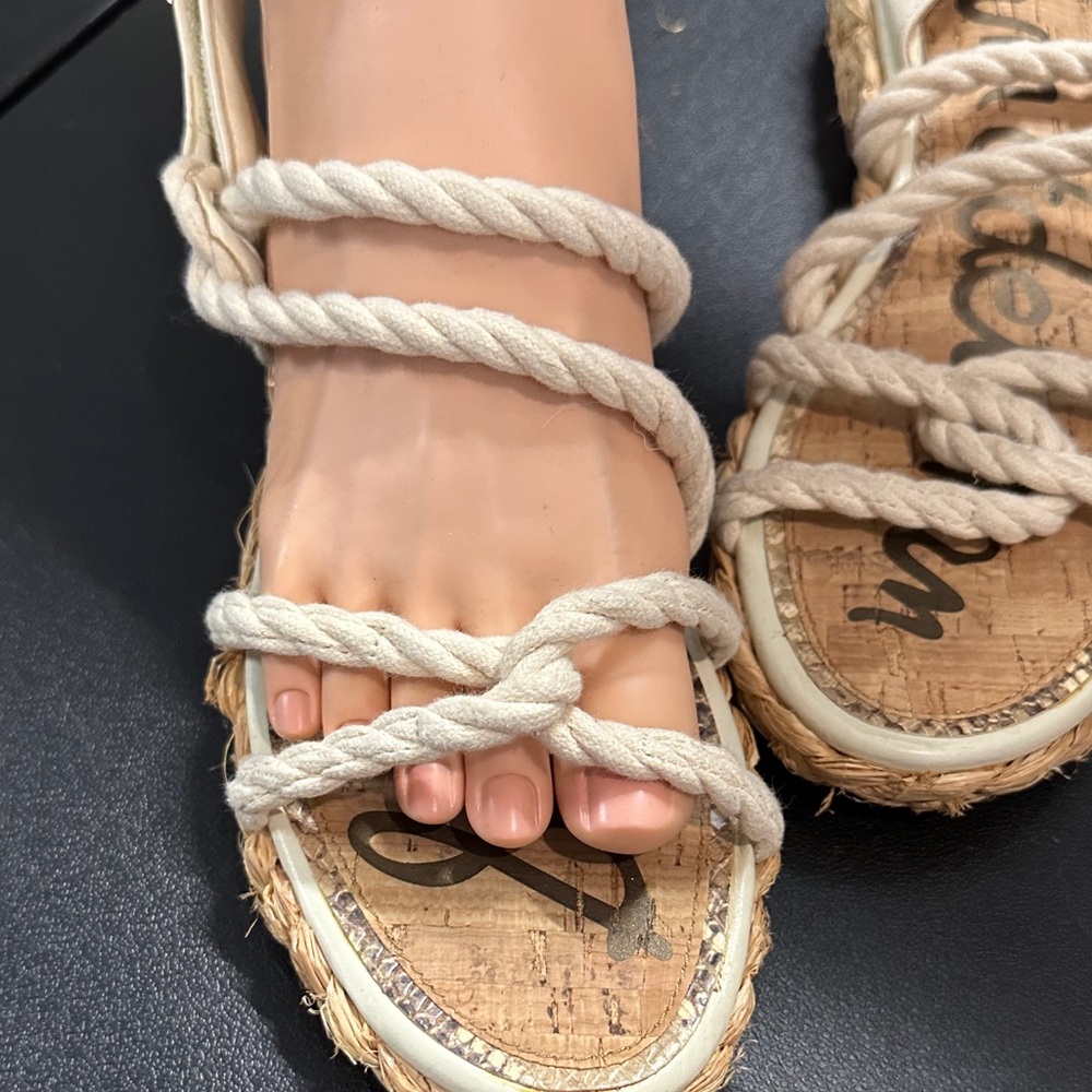 Sam Edelman Cream Rope Sandals - Picture 2 of 8